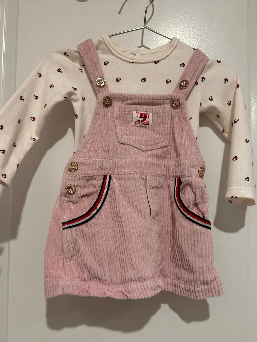 Tommy Hilfiger Baby Girls' Pink Corduroy Dress with Long-sleeve